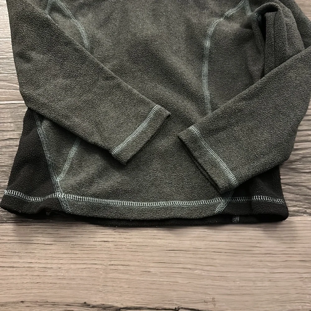 North face fleece 1/4 zip gray/teal‎ girls XXS